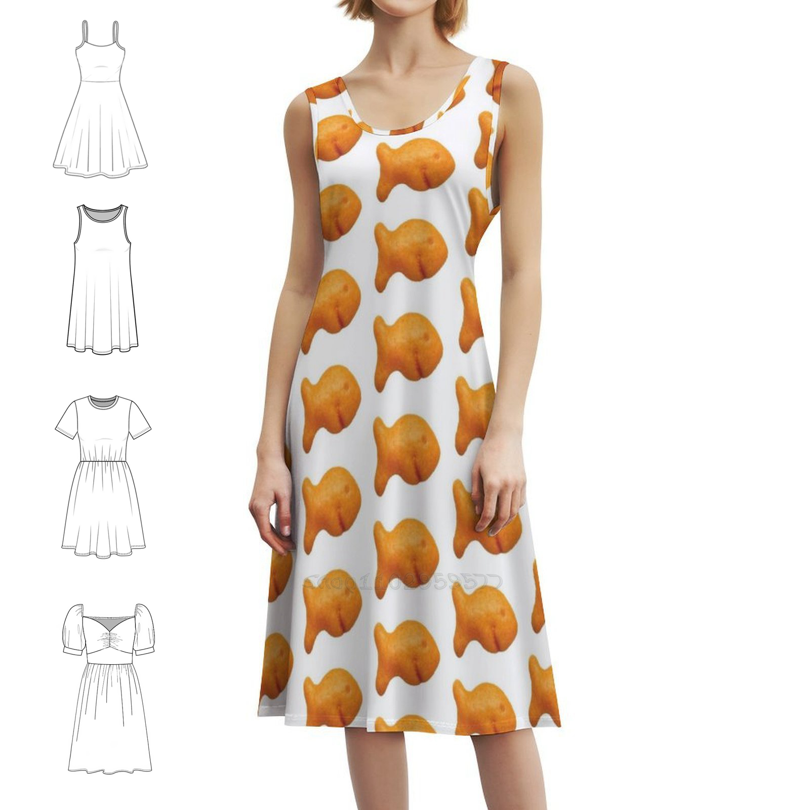 Summer Clothing For A Beach - Goldfish Cracker Bohemian Sleeveless Dress For