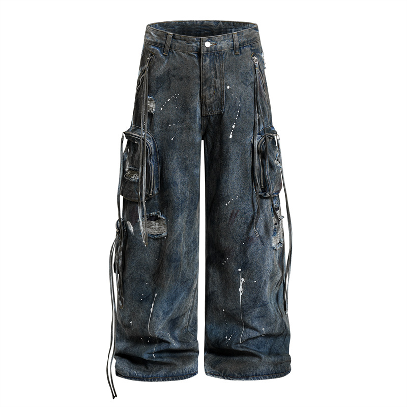 Summer Clothing Drip - Men Straight Jeans Pockets Hole Drip