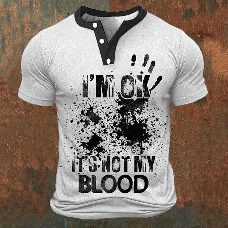 Summer Clothing Trends - Funny 3D Letter Print Men's Henley
