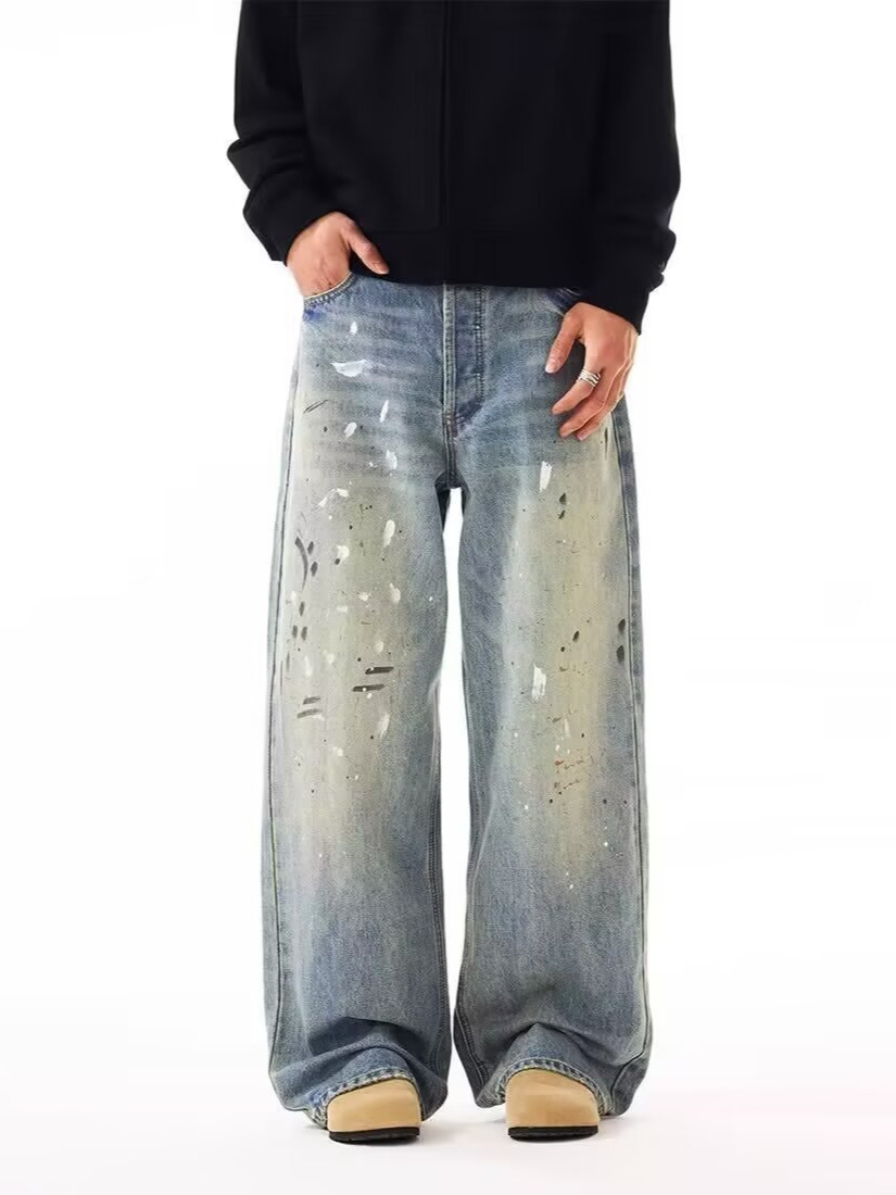 Men Straight Jeans Drip Denim  - مراجعة Summer Clothing Drip وسعره