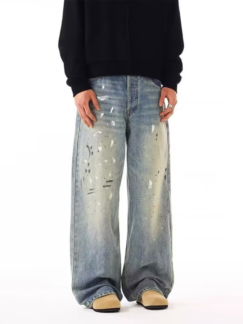 Men Straight Jeans Drip Denim  - مراجعة Summer Clothing Drip وسعره