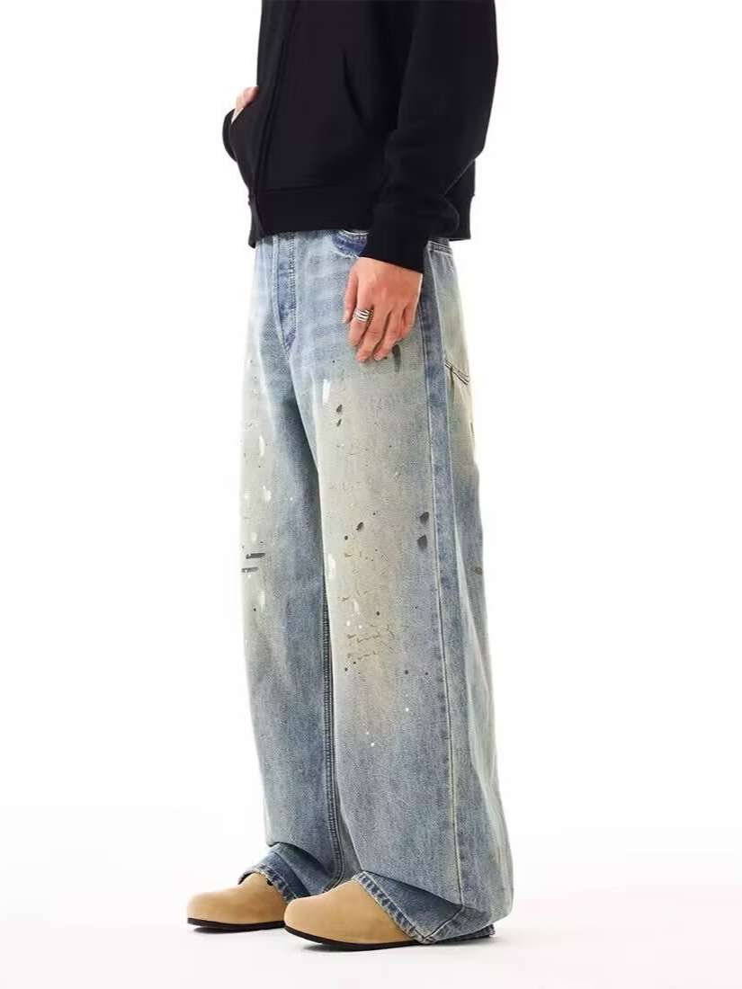 Men Straight Jeans Drip Denim  - مراجعة Summer Clothing Drip وسعره