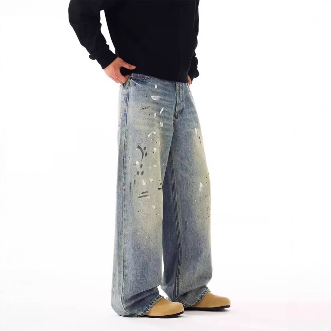 Men Straight Jeans Drip Denim  - مراجعة Summer Clothing Drip وسعره