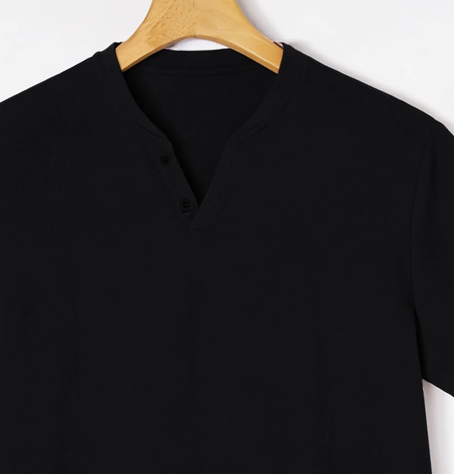 Elegant Black Henley Short-Sle - مراجعة Summer Clothing Trends وسعره