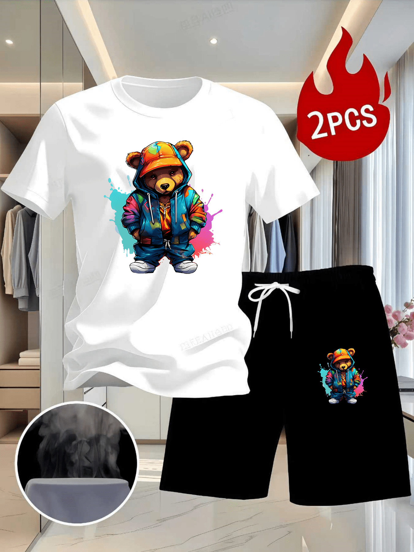 Men Summer 2Pcs High Street Tr - مراجعة Summer Outdoor Clothing وسعره
