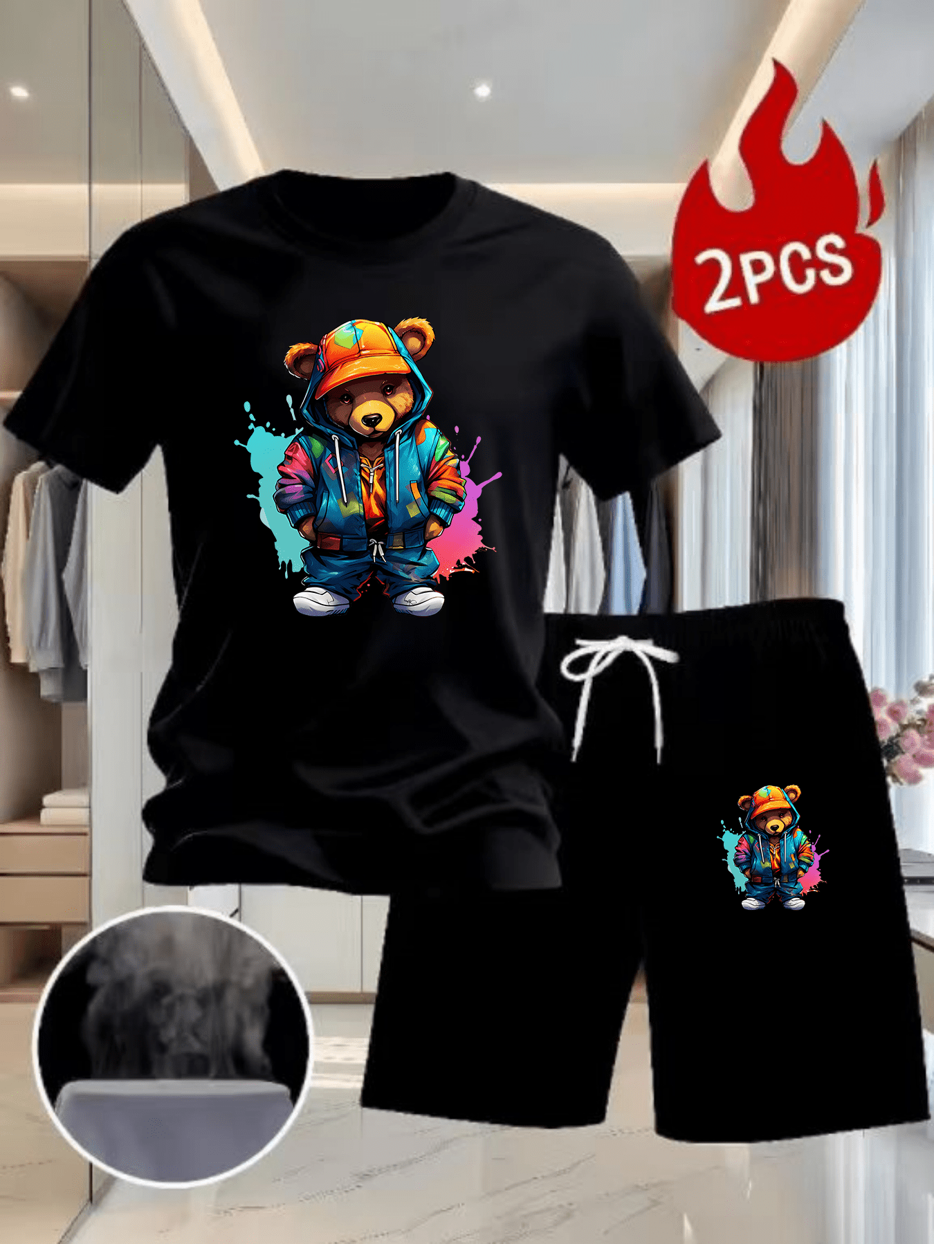 Men Summer 2Pcs High Street Tr - مراجعة Summer Outdoor Clothing وسعره