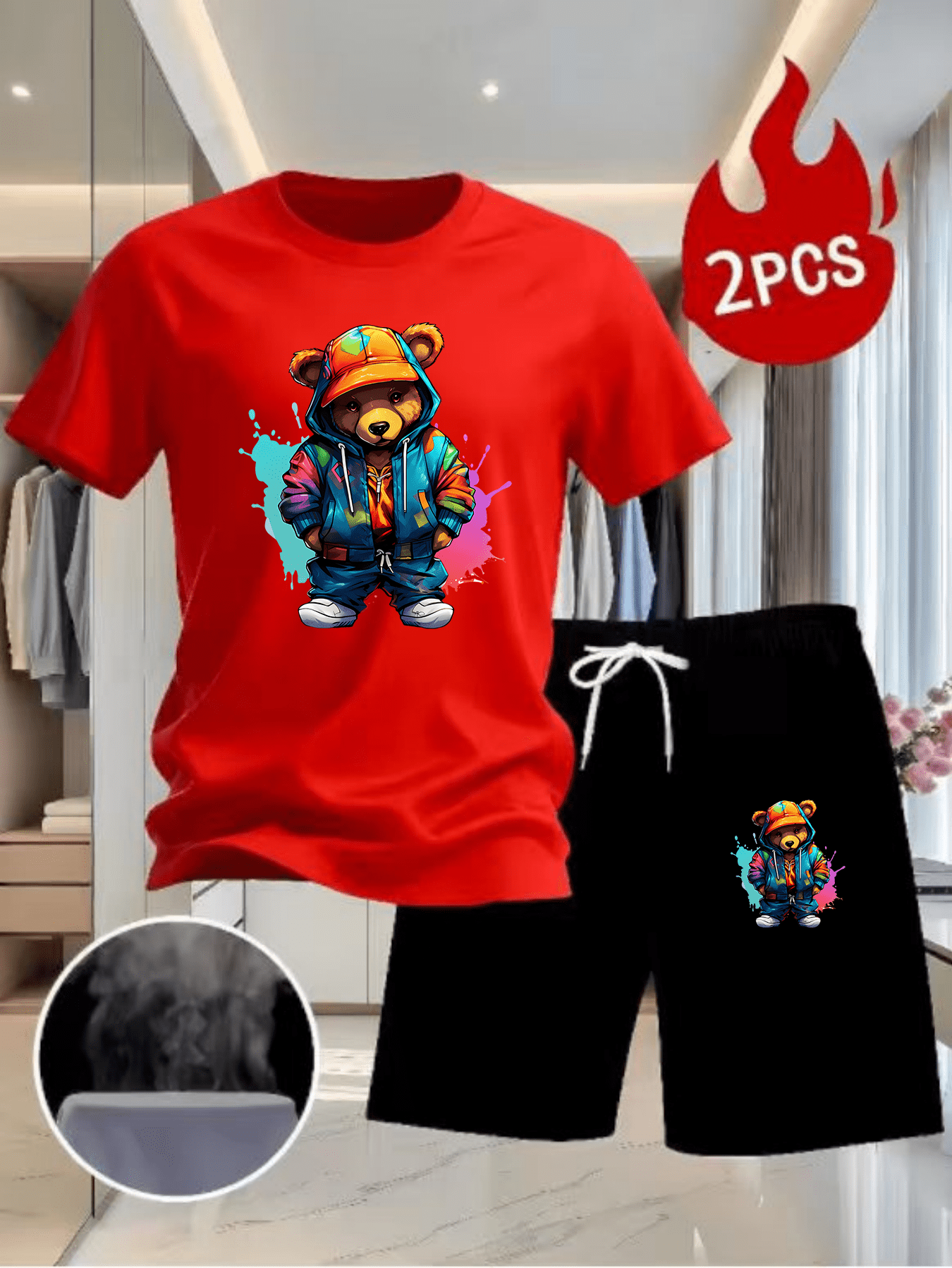 Men Summer 2Pcs High Street Tr - مراجعة Summer Outdoor Clothing وسعره