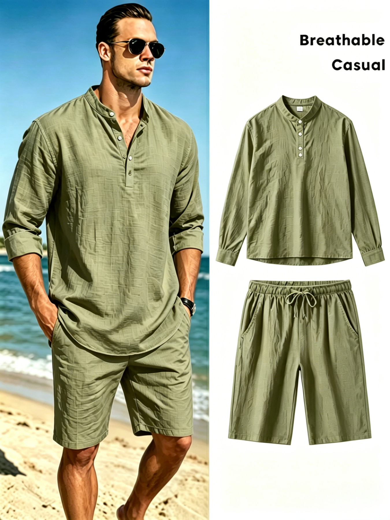 Men's Cotton Linen Henley Shir - مراجعة Summer Clothing Haul وسعره