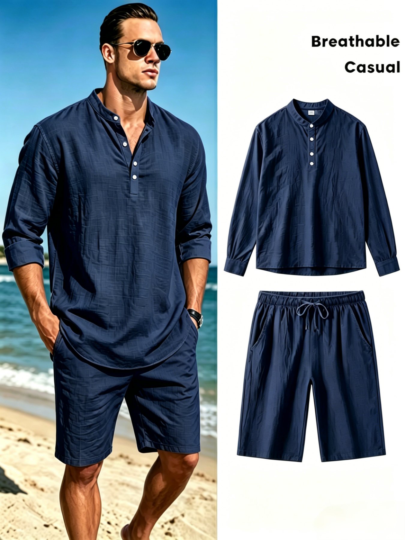 Men's Cotton Linen Henley Shir - مراجعة Summer Clothing Haul وسعره