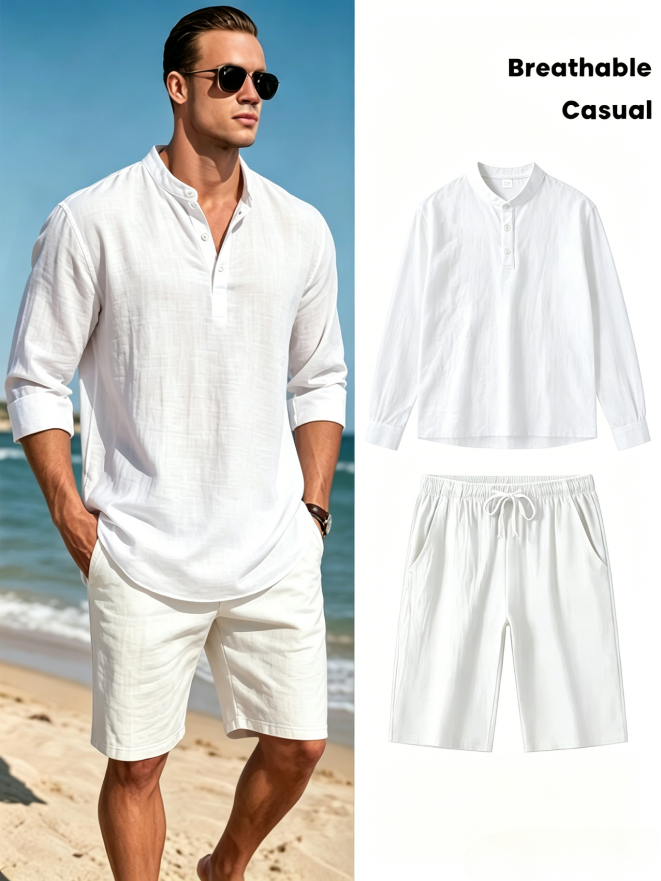 Men's Cotton Linen Henley Shir - مراجعة Summer Clothing Haul وسعره
