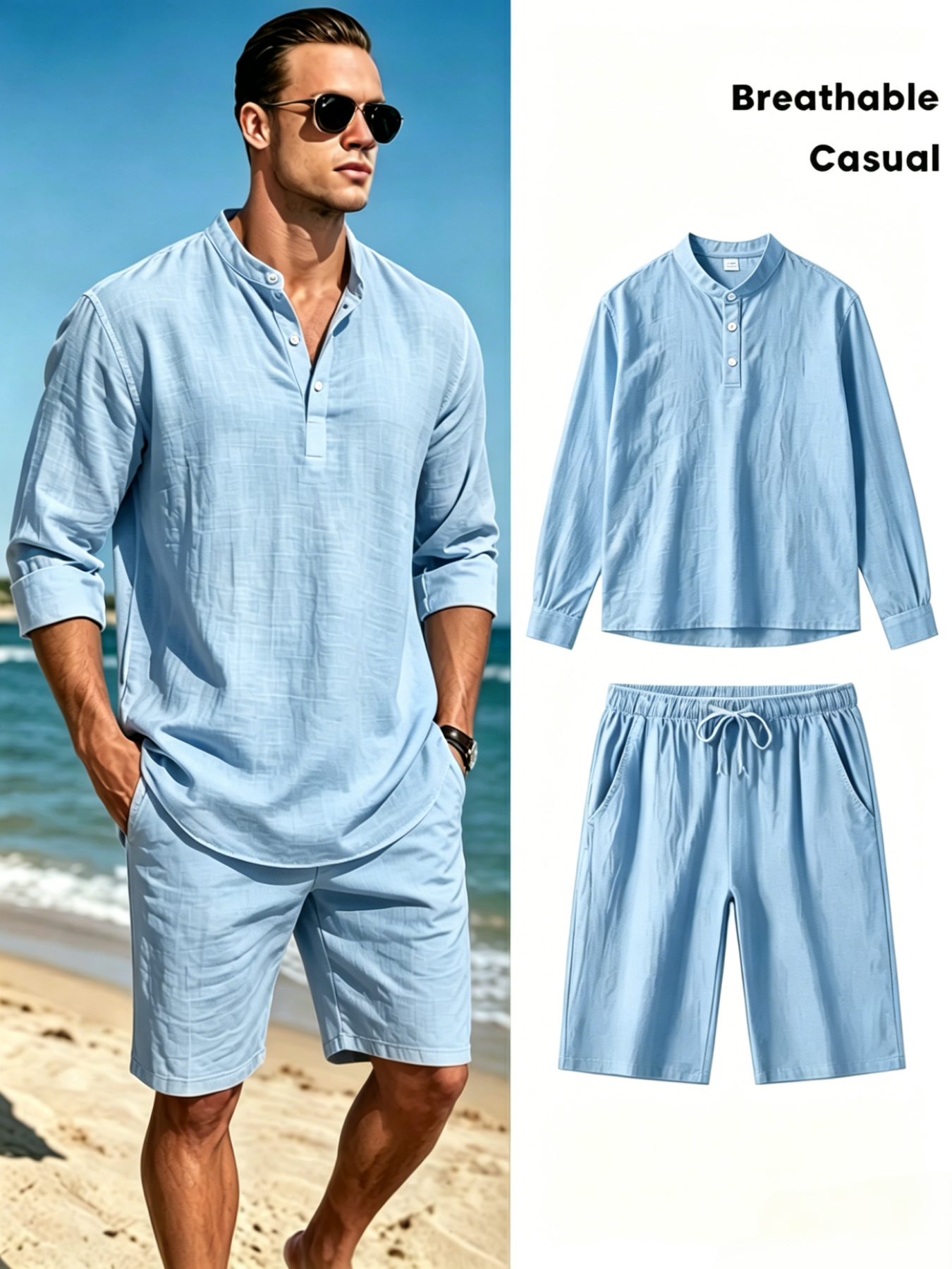 Men's Cotton Linen Henley Shir - مراجعة Summer Clothing Haul وسعره