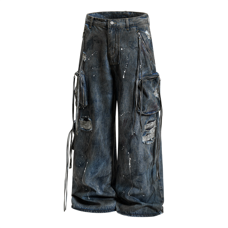 Men Straight Jeans Pockets Hol - مراجعة Summer Clothing Drip وسعره