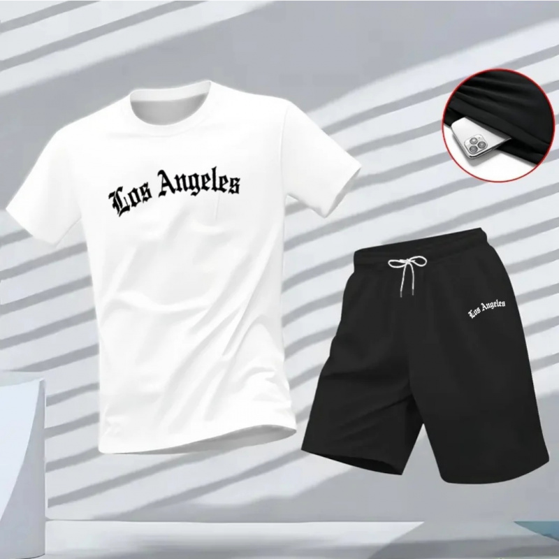 Men's Los Angeles Letter Print - مراجعة Summer Clothing Haul وسعره