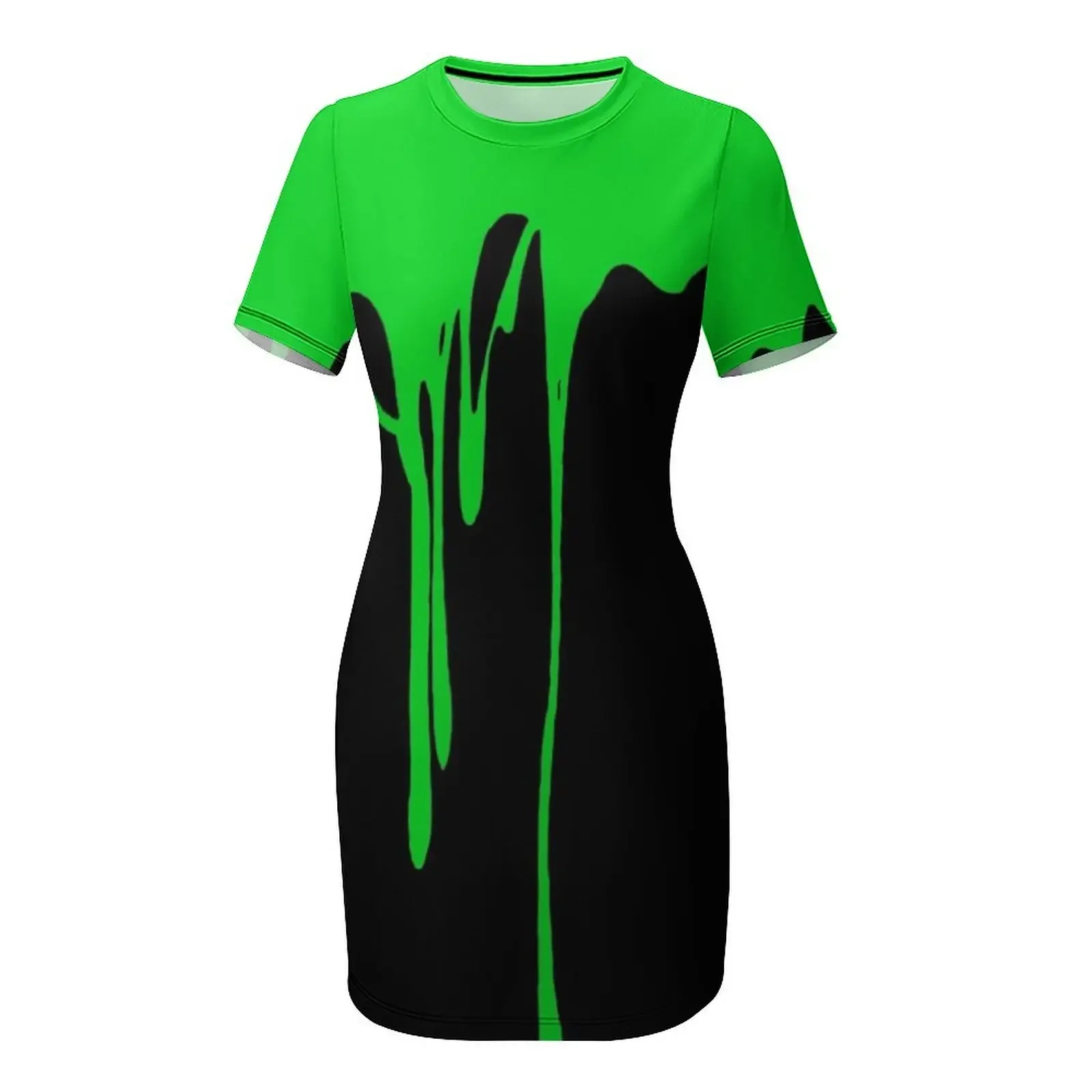 Green Dripping Paint Short-Sle - مراجعة Summer Clothing Drip وسعره
