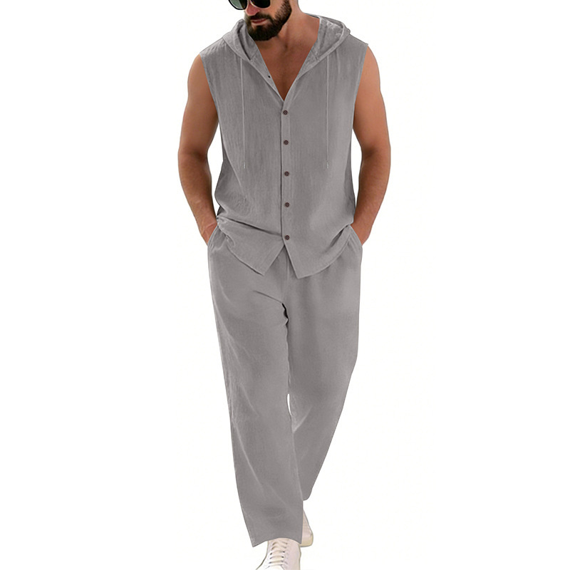 Men's Casual Linen Suit Hooded - مراجعة Summer Outdoor Clothing وسعره