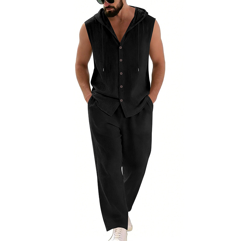 Men's Casual Linen Suit Hooded - مراجعة Summer Outdoor Clothing وسعره
